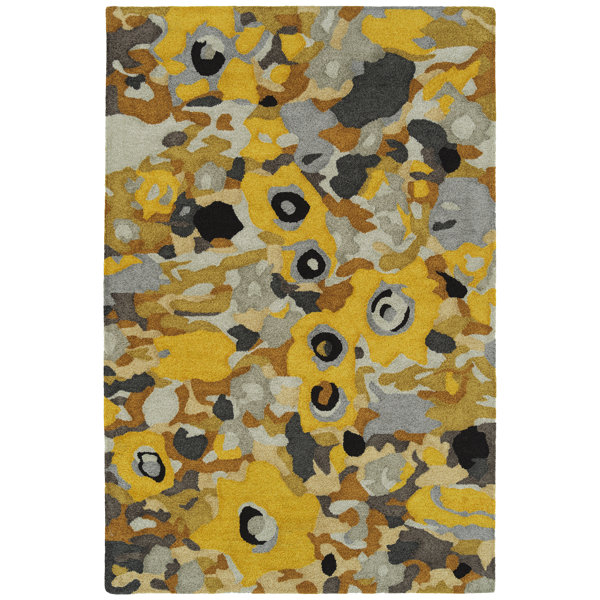 Kaleen Flora Fantasies Abstract Handmade Tufted Gold Indoor / Outdoor